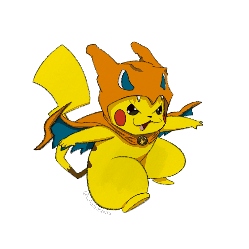 Pikachu's Charizard Costume Sticker