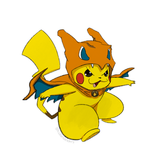 Pikachu's Charizard Costume Sticker